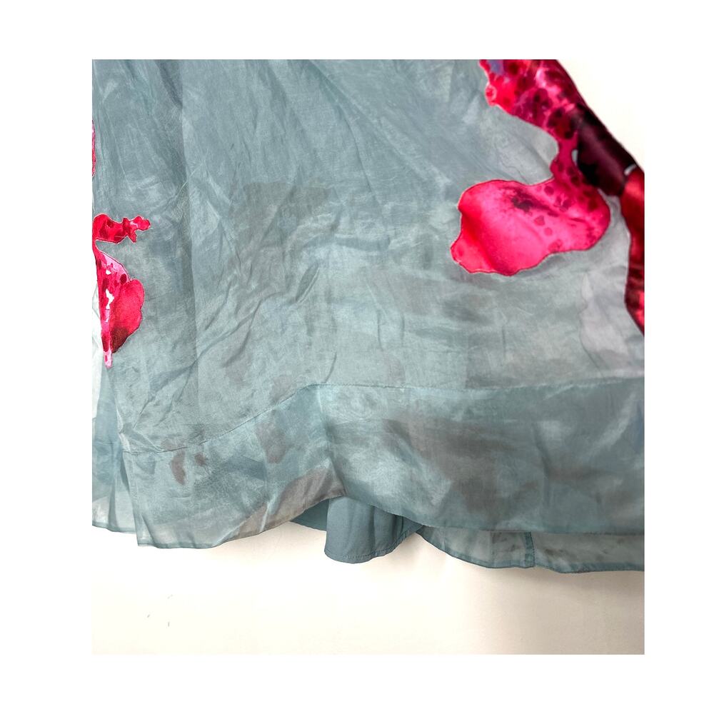 AMUR Fran Dress 100% Silk Floral Orchid Print Sleeveless Mini Slip Blue Pink 0 - Picture 6 of 12